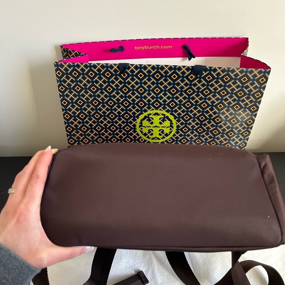 Tory Burch Ella Nylon Backpack Tempranillo Silver Wine Burgundy - Picture 7 of 13